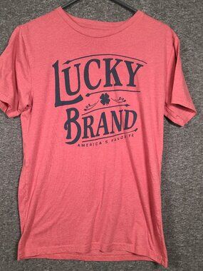 Lucky Brand America's Favorite Women's XL Short Sleeve T-Shirt Red W/Blue Logo